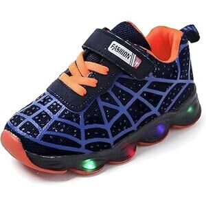 Raychy Toddler Boys Size 9 Spider Web Sneakers Latch & Hook Close Light Up Shoes